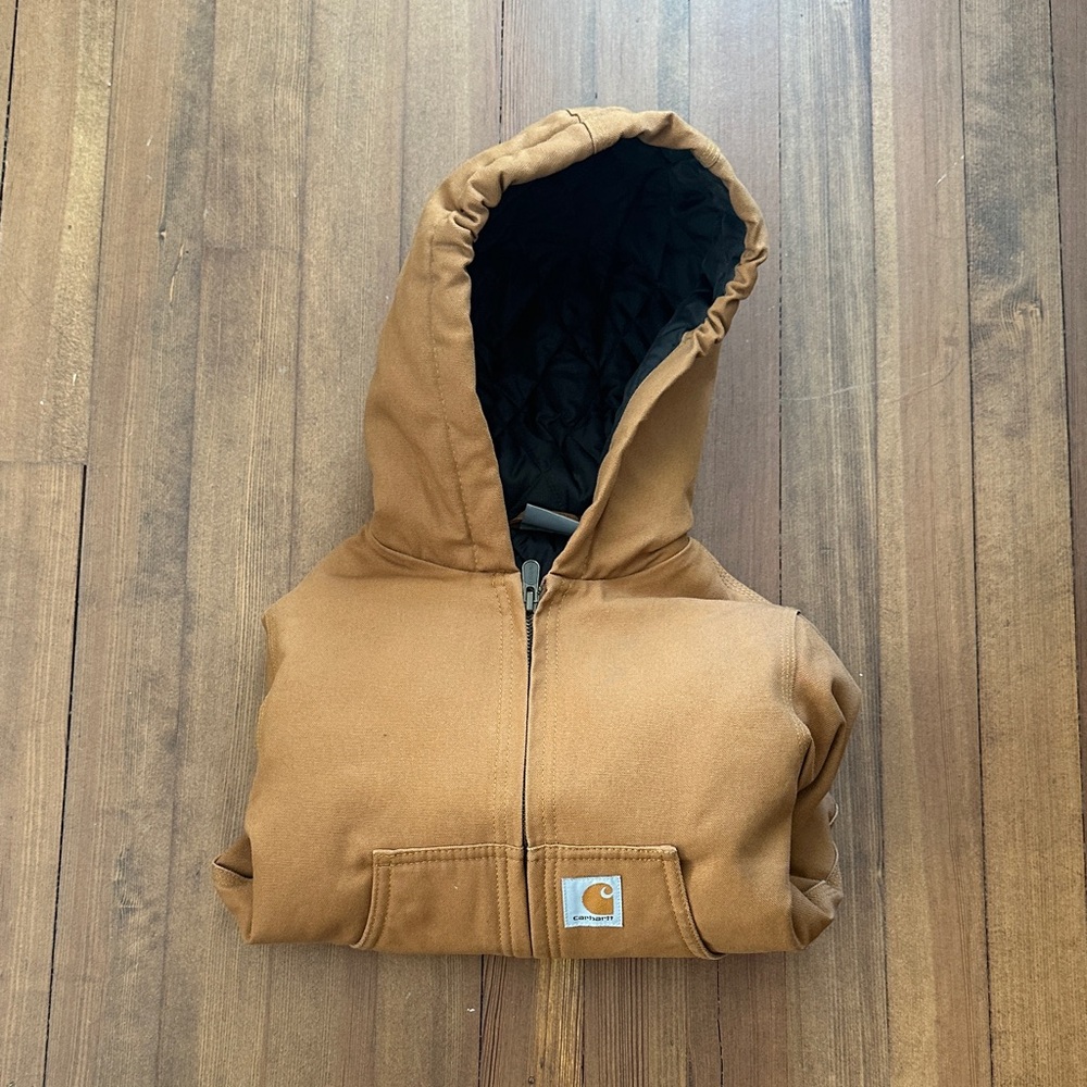 Carhartt Kids' Brown Hooded Zip Jacket with Black Lining